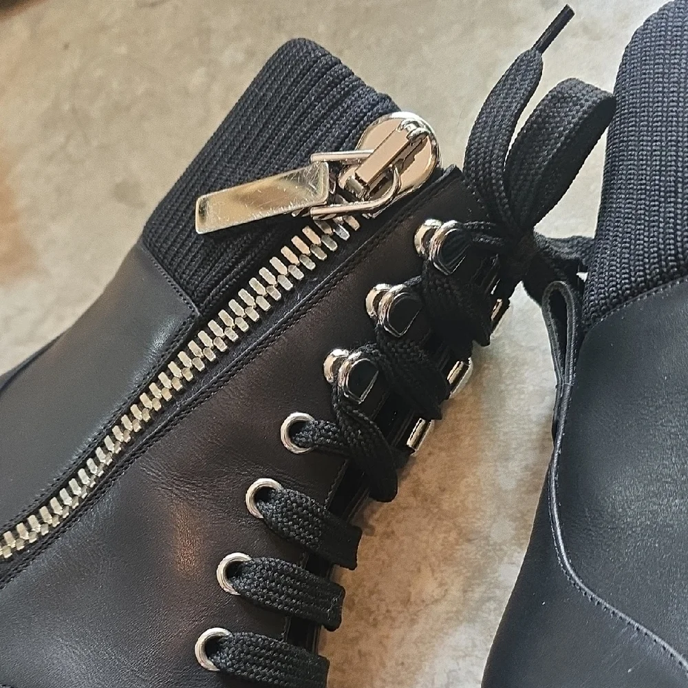Christian Louboutin Black Combat Boots with Silver Accents - Picture 3 of 11